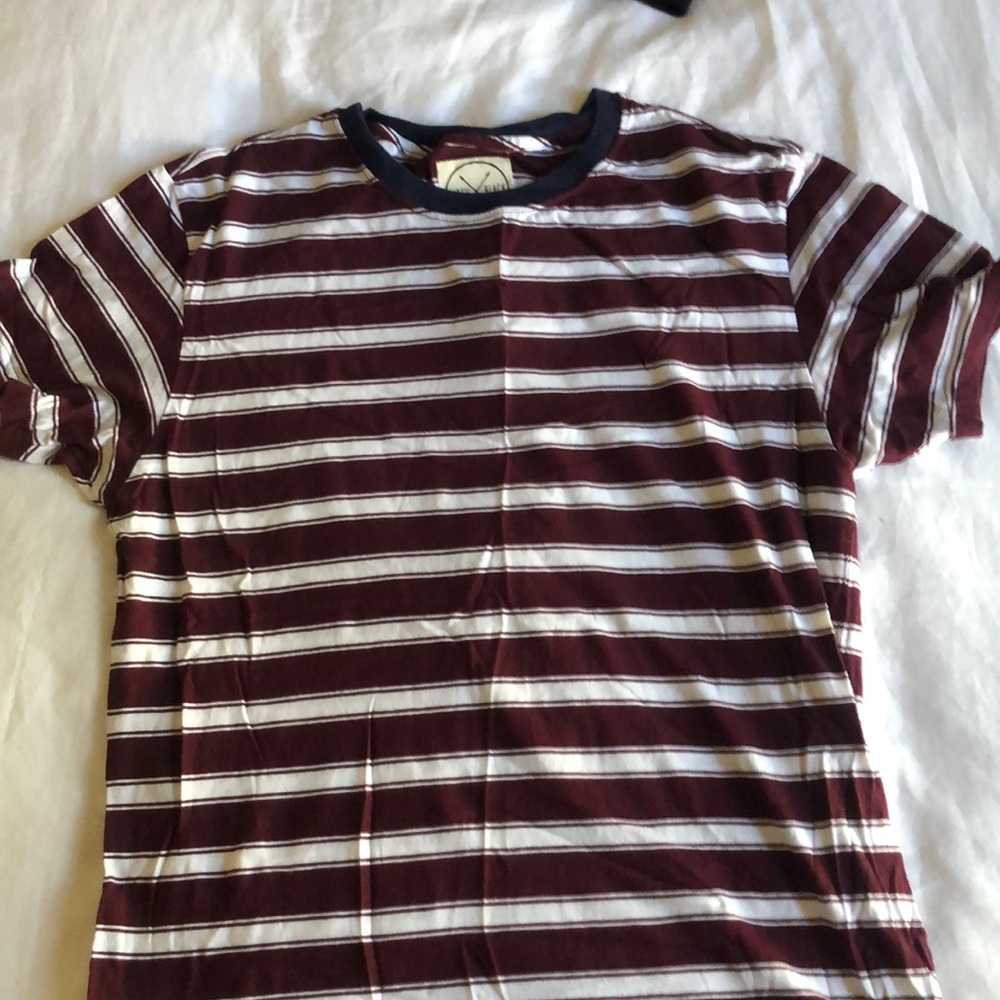 Striped burgundy and white shirt